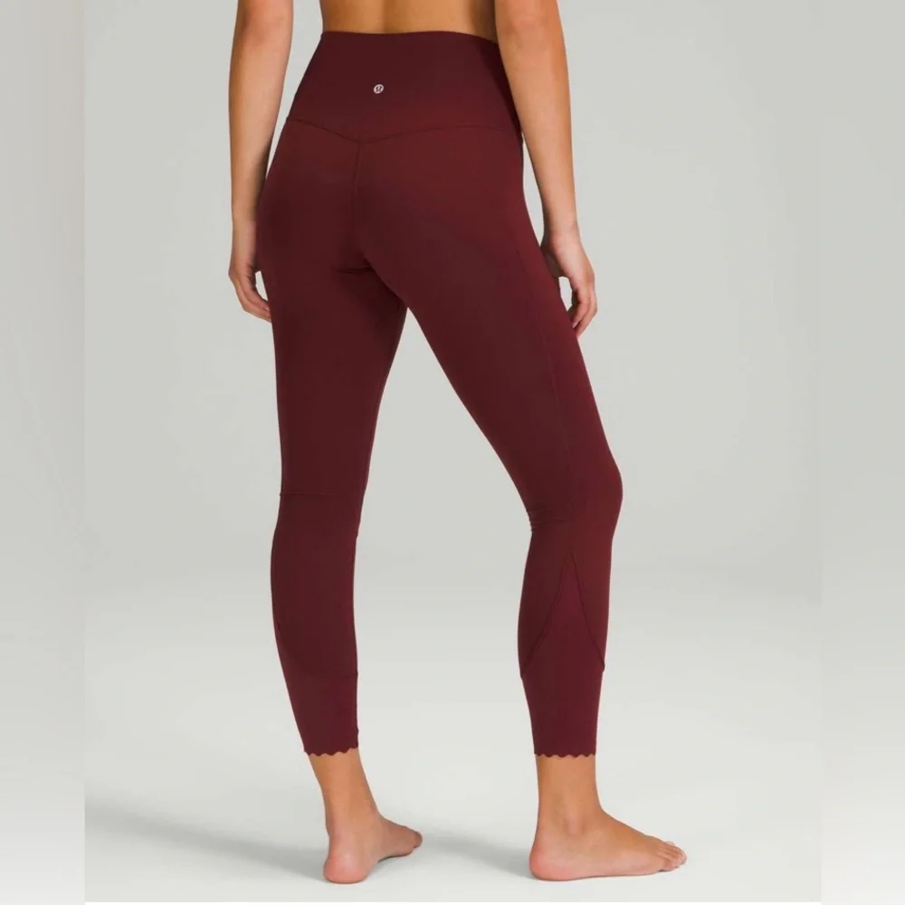 Lululemon Align Scalloped Hem High-Rise Pant 25". Size 4. Red Merlot. - Picture 3 of 9